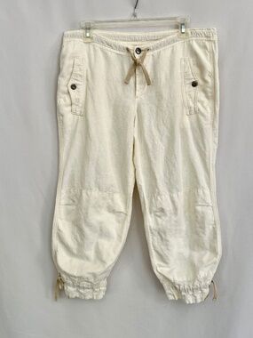 Joie Linen/Cotton Tie Waist Capri Pant Ivory Size 31